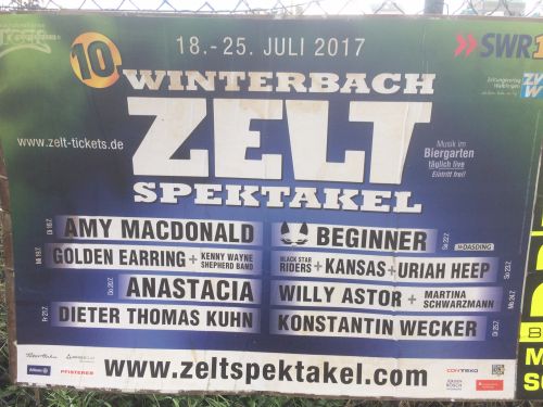 Golden Earring show poster Winterbach Zeltspektakel poster, July 19, 2017